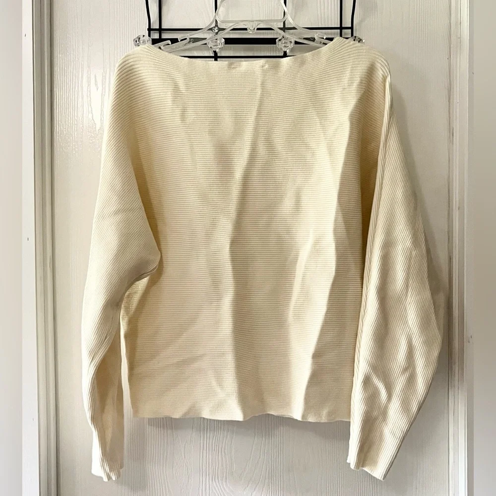 Double Zero Ivory Ribbed Knit Sweater